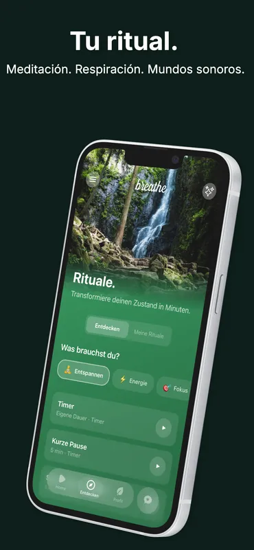 Breathe Explorar — Descubre rituales con selector de estado