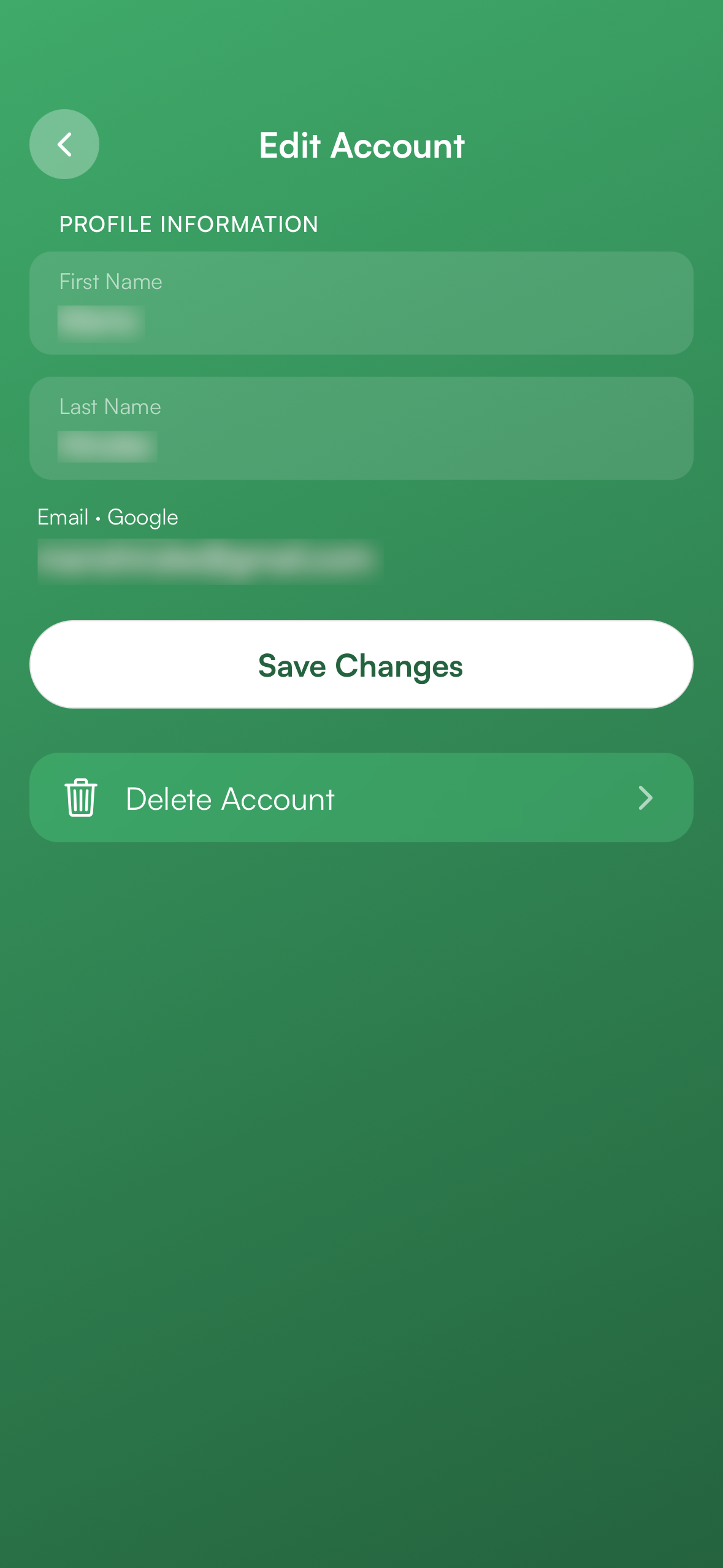 Tap your account name to open "Edit Account"